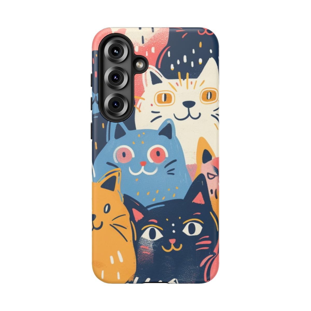 Coque chat coloré Samsung S25 Plus mate cadeau idéal rigide