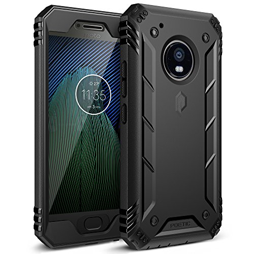 Poetic Moto G5 Plus Rugged Case, Revolution Full-Body with Hybrid Heavy Duty Protection [Built-in Screen Protector] for Motorola Moto G5 Plus (2017) Black