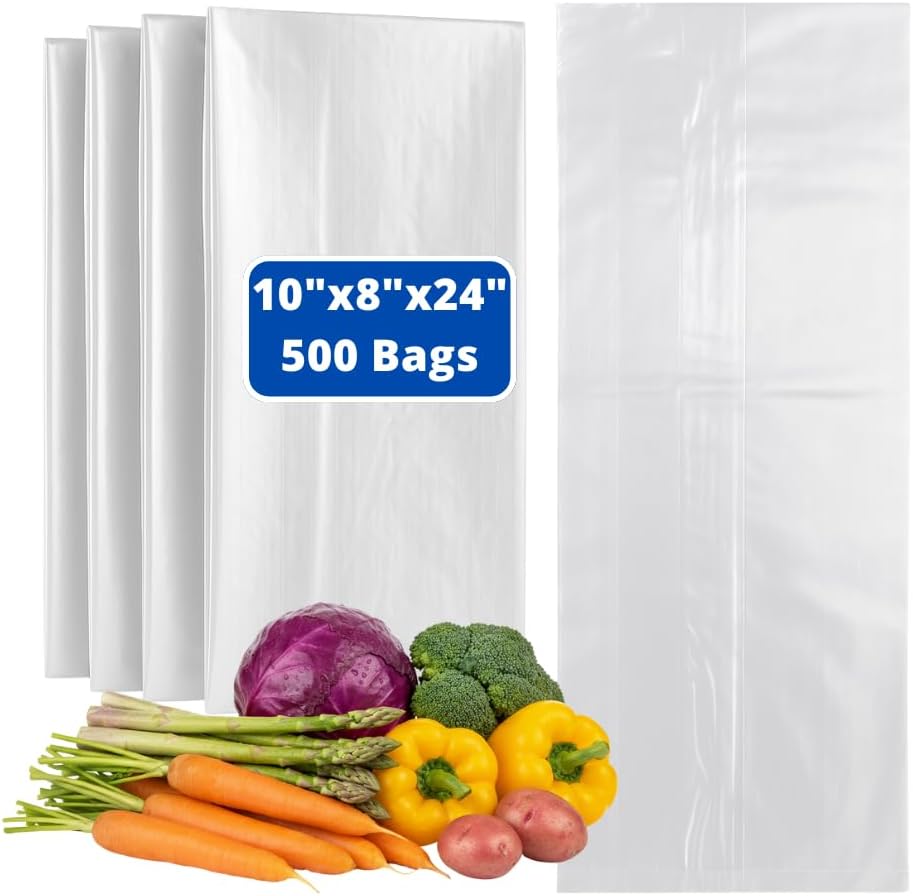Clear (Natural Color) LDPE Poly (No Venting Holes) - 10"x8'x24" - 500 Bags - 1.0 mil - Clear - LDPOLY10824WF - AssurePak