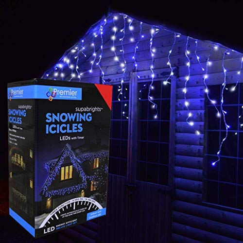Image of Premier Decorations - 360 Multi Action Snowing Icicles LED Lights with Timer - Blue & White