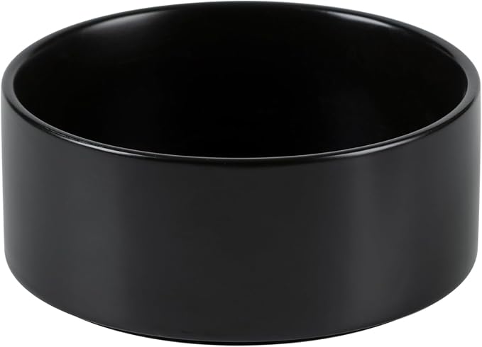 Non-Slip 8.2inch Ceramic Dog Food and Water Bowl for Large Breed Dogs, Pet Bowl for Replacement (Single Bowl, Black)