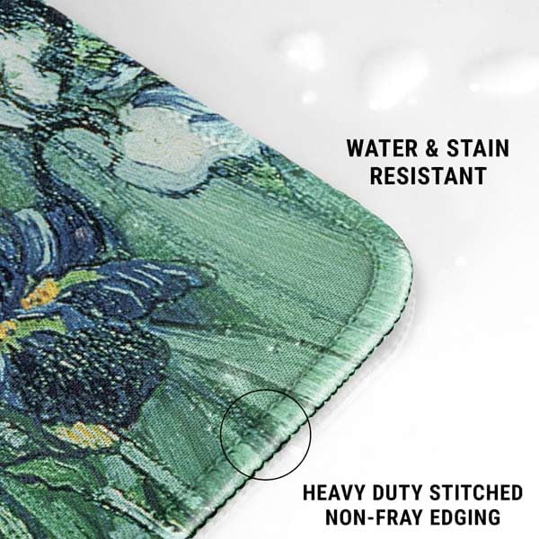 Skinit Large Gaming Mouse Pad - Officially Licensed Van Gogh - Irises Design with Stitched Edges, Waterproof, Non-Slip Rubber Base, Desk Mat for Keyboard & Mouse, 31.5" x 11.8" inches