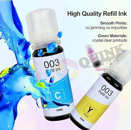 Image of 003 Refill Ink Bottle Compatible for Epson L3110, L3150, L3250, L3252, L3115, L3116, L3101, L3210, L3215, L3216, L3151, L3152, L3156, L5190 Printer, 70ml, Dye Ink, Black