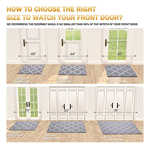 Olanly Indoor Door Mat, 20X32, Non-Slip Absorbent Resist Dirt Entrance Mat, Washable Low-Profile Inside Floor Mat Doormats For Entryway, Grey #TOP7