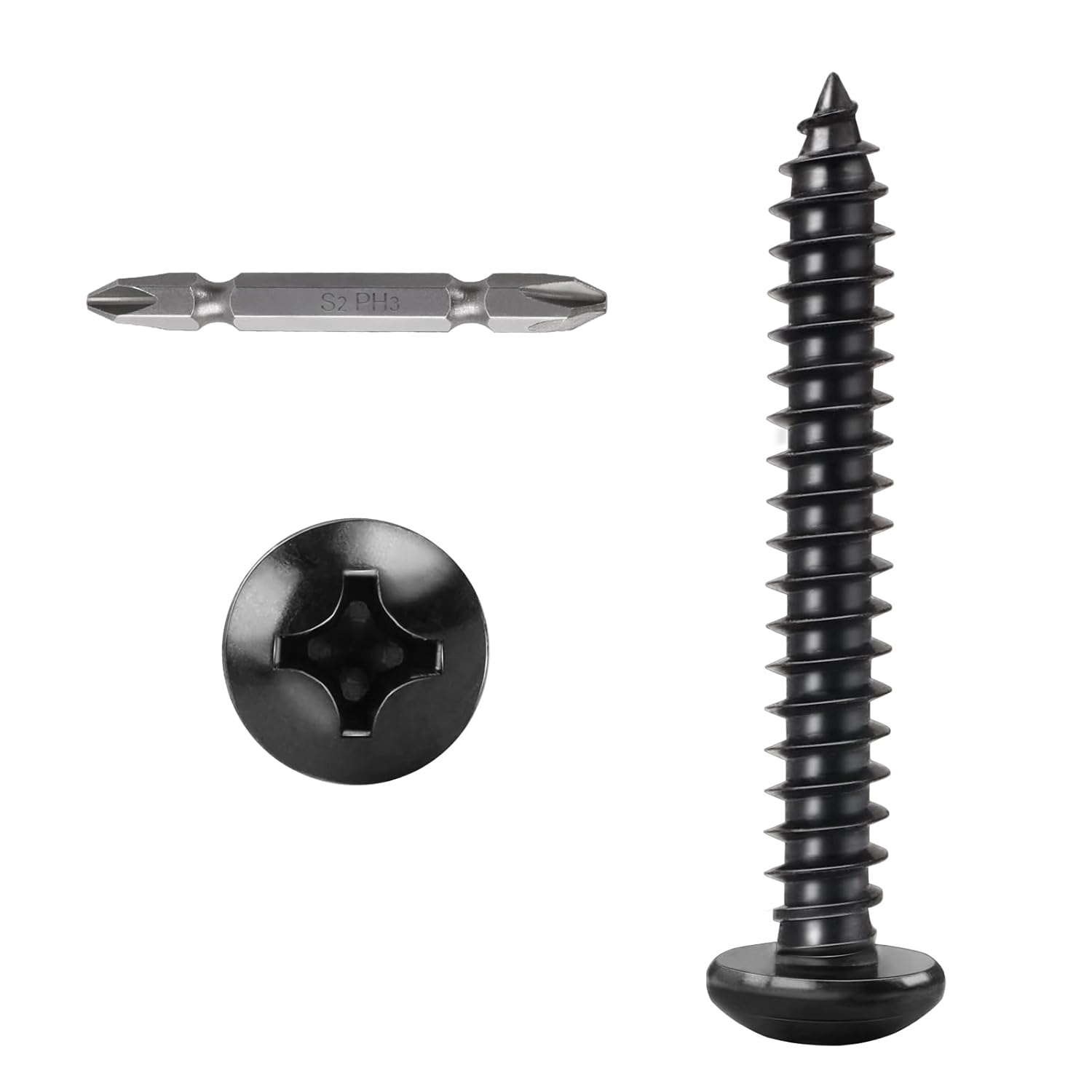 #12 x 1-1/2" Wood Screws Pan Head Phillips Drive 304 Stainless Steel Self Tapping Screws 100pcs HS/ZGLS-02