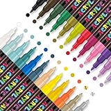 IVSUN 24 Colors Premium Extra Fine Point Acrylic Paint Marker Pens for Wood, Canvas, Stone, Rock Painting, Glass, Ceramic Surfaces, DIY Crafts Making Art Supplies (24PCS (0.7mm))