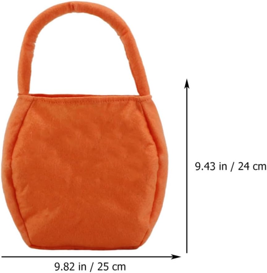HAPINARY Halloween Candy Bag Plush Orange Bucket Tote for Home Shopping image 2