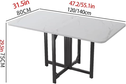 Drop Leaf Dining Table with Adjustable Foot Pads,Mobile Folding Dining Table with Metal Frame, Extendable Drop Leaf Tables,Multifunction Expandable Tables(Black,120cm)