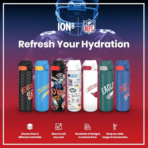 Ion8 NFL E Broncos Lightweight Steel Water Bottle, 600 ml/20 oz, Non-Insulated, Leak Proof, Easy to Open, Secure Lock, Dishwasher Safe, Flip Cover, Fits Cup Holders, Metal Water Bottle, NFL Fans by Ion8 - Image 7