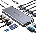 USB C Docking Station Dual Monitor 2 HDMI, Laptop Docking Station USB C Hub to Dual HDMI, Displayport, Ethernet, 10Gb USB-C, 4 USB, PD, SD/TF for Dell,Hp,Surface