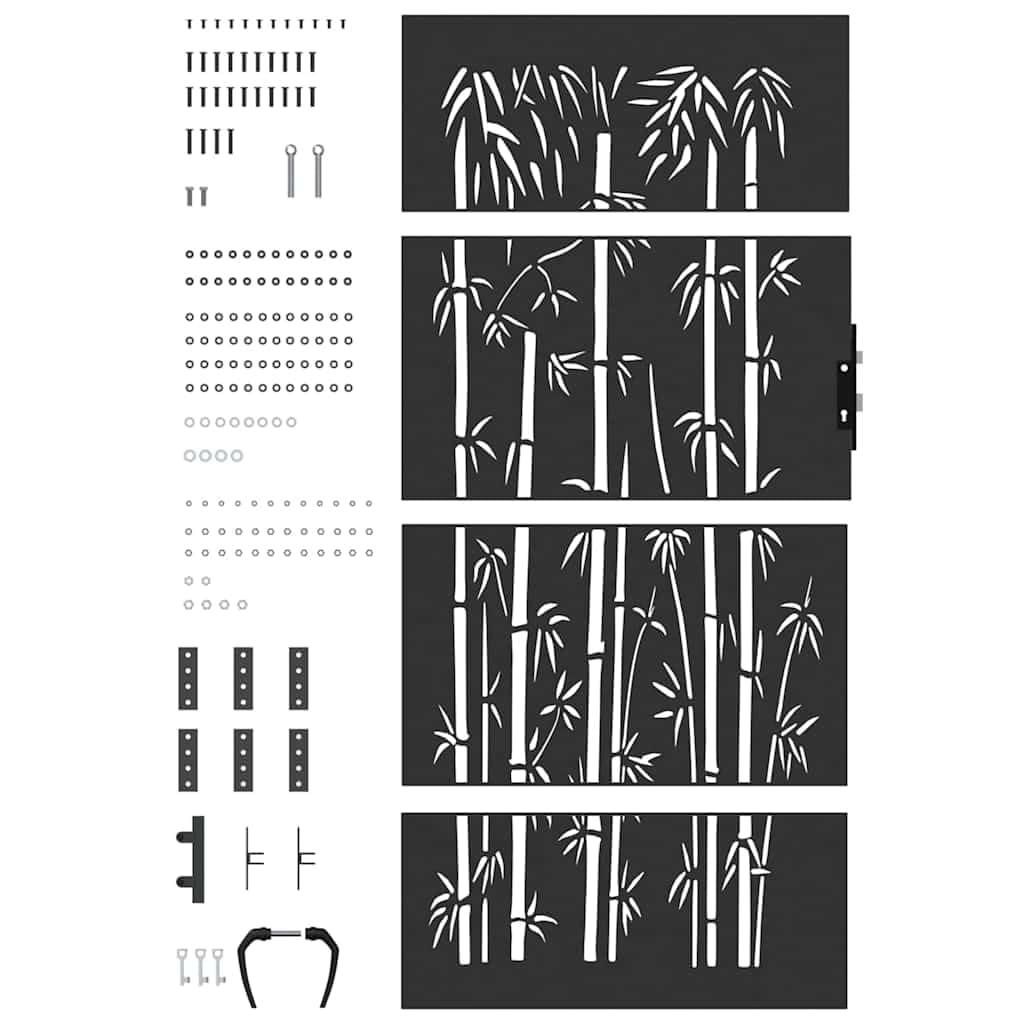 vidaXL Puerta de jardín con Cerradura Negro 85 x 200 cm, Puerta Rectangular de Metal Duradera, Barrera Exterior Elegante, Resistente al óxido, diseño Moderno