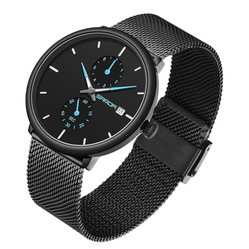 Montre minimaliste étanche homme au boîtier ultra fin et cuir