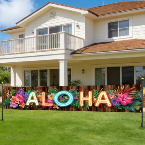 Image of Nuxovilar Aloha Banner Hawaiian Party Decorations 118.11x19.68 Inches