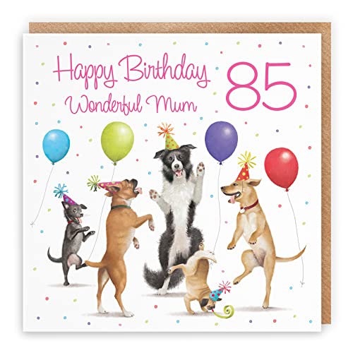 Hunts England - 85th Mum Birthday Card - Dancing Dogs - Wonderful Mum - Age 85 - Funny Women's 85th Birthday Card For Mum - Milo's Gallery Collection - Age Eighty Five