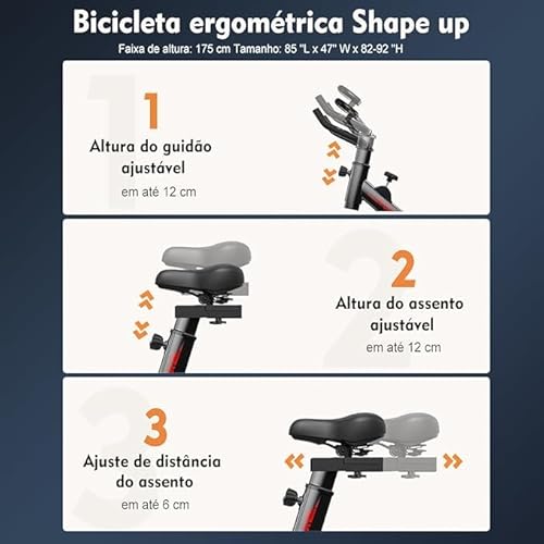 Bicicleta Ergométrica Spinning Silenciosa Fitness Sport, Roda de Inércia 10Kg Com Resistência Ajustá