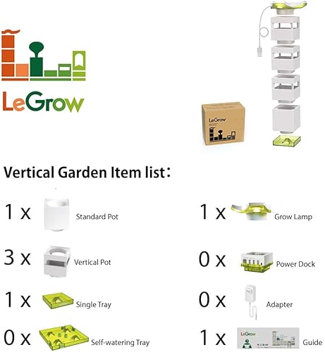 Miniatura 6 de LeGrow Maceta vertical de jardín interior con luz LED de crecimiento, temporizador de 12 horas, jardín de casa de 3 pulgadas para cadenas de perlas