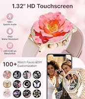LIGE Women's Smart Watch Bluetooth Phone Calls for Android iOS 100+ Sport Fitness Tracker 1.32" HD Elegant Diamond Female Smartwatch Round Dial,Heart Rate Sleep Monitor,2 Watch Straps,Apricot – Ansicht 3