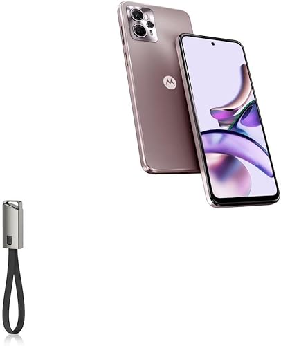 BoxWave Cable compatible con Motorola Moto G13 - Cargador USB tipo C, llavero USB tipo C a cable USB tipo A de 8 pulgadas, color negro azabache