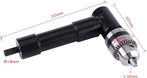 Miniatura 4 de Adaptador de taladro de ángulo recto Extensión de mandril de vástago hexagonal de 90 grados 0.315 in para taladros eléctricos