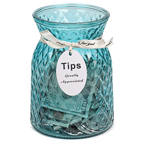 Glass Tip Jar for Bartenders, Musicians, and Restaurants - Large