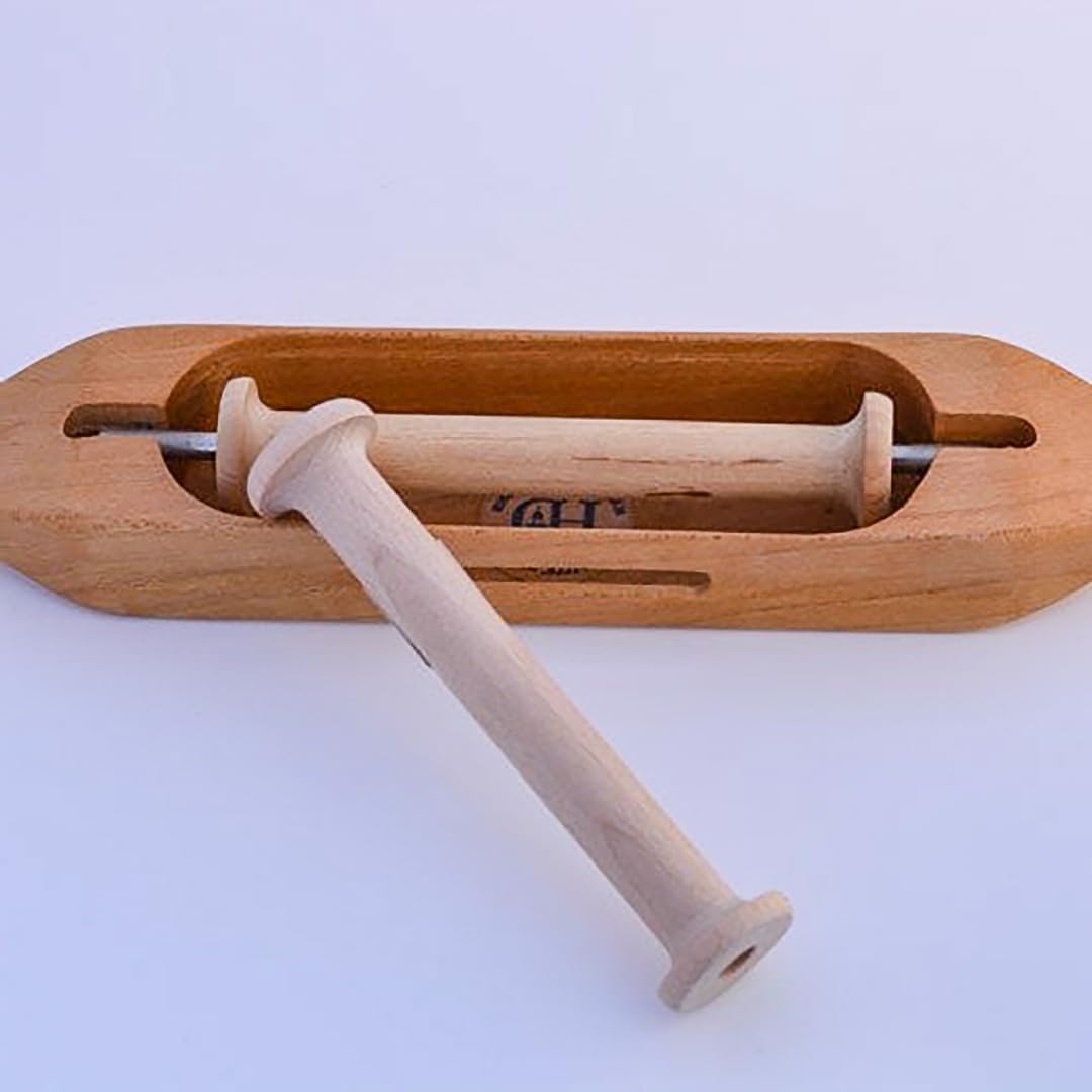 Set 10 Wooden Boat Shuttle Bobbins, 4" Flanged Weaving Bobbins for Looms, Fits Standard Boat Shuttles, Weaving Shuttle Bobbin