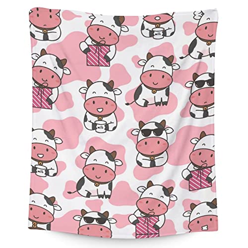 Cow Blanket Gifts - 60"x80" Cute Throw for Women, Girls - Pink Soft Fuzzy Blankets for Bed, Couch & Living Room