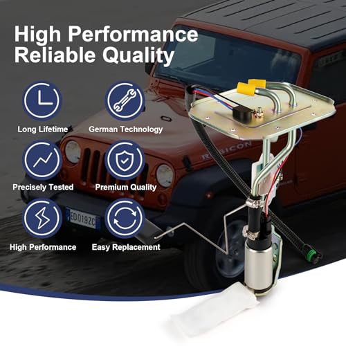 VANBOL Electric Fuel Pump Module Assembly Compatible with 1991-1995 Jeep Wrangler YJ L4 2.5L L6 4.0L 20 Gallons Tank Gas Replace SP736H 5003861AA 5003861AB 4637182 VANBOL0021