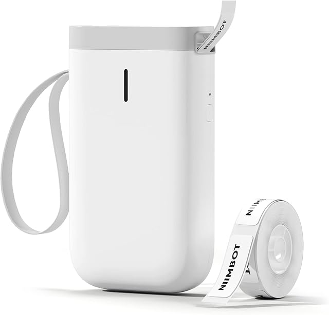 NIIMBOT Label Maker Machine, D11 Wireless Thermal Label Printer No Ink Need Clothing Jewelry Food Grocery Label Maker with 1 Roll White Starter Label Paper for Home & Office Organization (White)