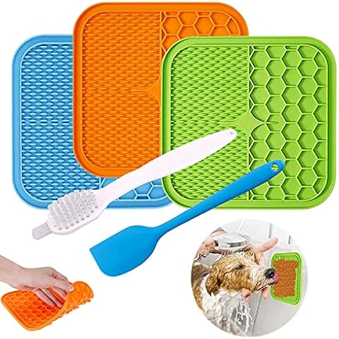 Kwispel Dog Licking Mat, 3 Pcs Large Licking Mat for Dogs with Suction for Anxiety, Peanut Butter Dog Licking Mat Slow Feeder Dispensing Treater Lick Pad for Dogs Cats Grooming Bathing and Training Cover
