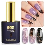 YTD Likomey Brocade Glitter Color Changing Gel Nail Polish,15ml Grayish Purple To Black Shimmer Mood Temperature Change Colors Iridescent Flakes,Summer Ombre Thermal UV Gel,WB348