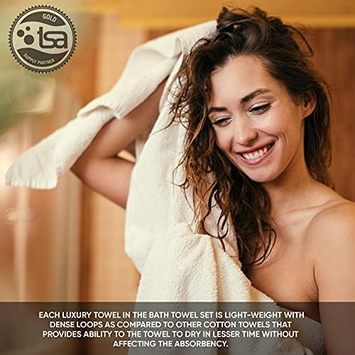 Vozbi Towels - (8 Pieces) 2 Bath Towels, 2 Hand Towels and 4 Washcloths - 500 GSM Egyptian Collection Towel Bale - Ring Spun Cotton Towel Set Cream