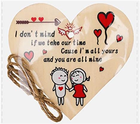 Valentine Gift Wooden Heart Plaque Gift Handmade Hanging Romantic Keepsake Love Quote Sign for Boyfriends Girlfriends Husband Wife Gift Valentine's Day Anniversary Hanging Decoration