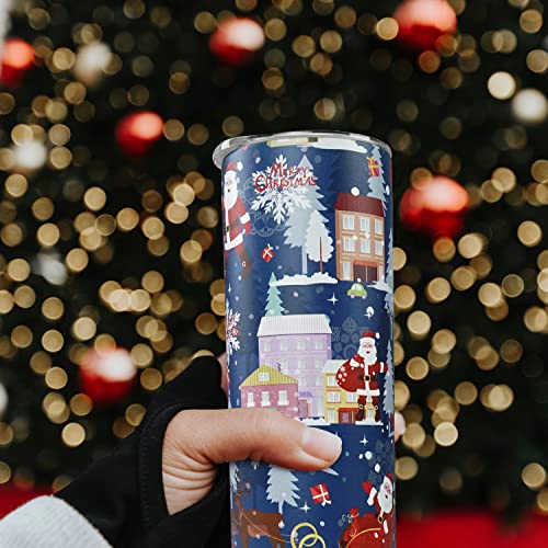Yuzlin Christmas Tumbler With Lid And Straw Stainless Steel 20Oz Christmas Skinny Tumbler Insulated Christmas Tumbler Water Bottle Cups Travel Mug Christmas Gifts For Women #TOP4