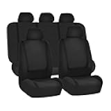 BELOMI Car Seat Covers Full Set, Breathable Premium Cloth Automotive Seat Cover, Universal Front and Rear Seat Covers, Easy to Install Car Accessories for Most Cars Trucks SUV (Black)