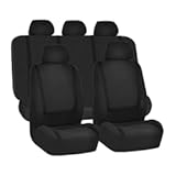 BELOMI Car Seat Covers Full Set&comma; Breathable Premium Cloth Automotive Seat Cover&comma; Universal Front and Rear Seat Covers&comma; Easy to Install Car Accessories for Most Cars Trucks SUV &lpar;Black&rpar;