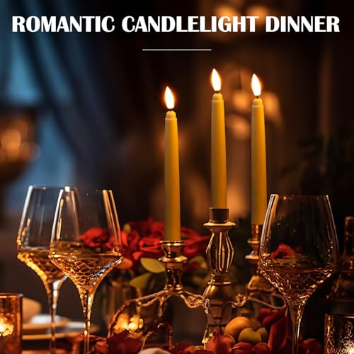 Image of Baquler 72 Pcs Flameless Taper Candles LED Taper Candles Flickering Bulk Ivory LED Candlestick for Easter Wedding Church Halloween Christmas Party Decor Table Centerpiece, 8.5 in, No Batteries