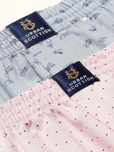 Image of Urban Scottish Men's Pack of 2 Cotton Printed Boxers with Side Pockets