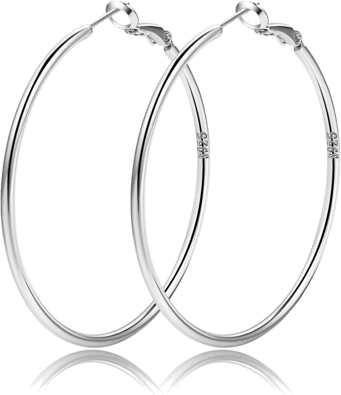 2mm Sterling Silver Big Hoop Earrings For Women - Large Hypoallergenic Circle Endless Thin Oversize Silver Hoops