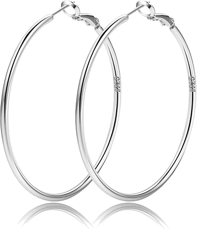 2mm Sterling Silver Big Hoop Earrings for Women Gold Filled Hoop Earrings Large Gold Hoop Earrings for Womens Hypoallergenic Circle Endless Thin Hoop Oversize 20/30/40/50/60/70mm Aretes De Aro