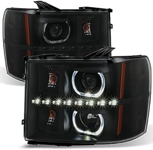 AKKON - For GMC Sierra Pickup Black Smoke Exclusive Halo Projector Ultra Bright SMD DRL LED Headlights Lamp