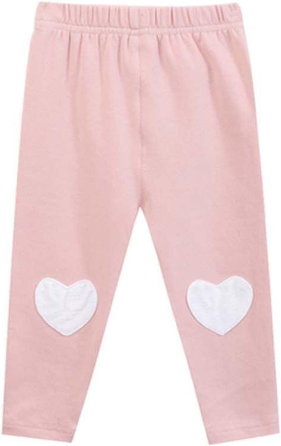 Oplxuo Girls Leggings Heart Patch Elastic Waist Soft Cotton Casual Pants
