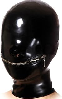 Black Latex Hood Rubber Hood Zipper Mouth Back Zipper Rubber Mask Full Face Mask Handmade for Club Party Wear