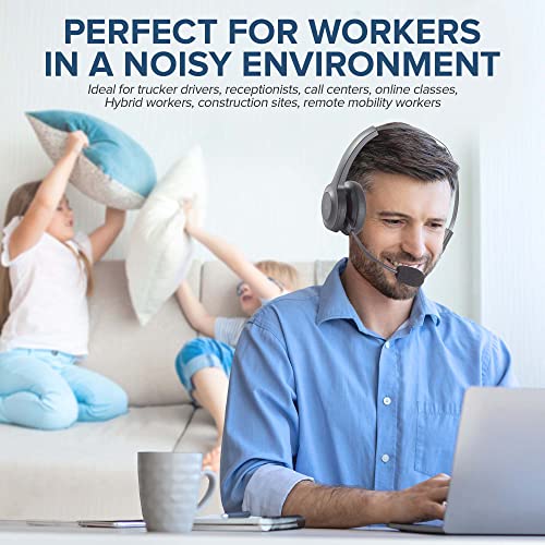 Derico Trucker Bluetooth Headset With Noise Cancelling Microphone & Mute Button For Cell Phones | Telephone Headsets For Office Phones | On-Ear Headphones For Microsoft, Call Center, Trucker Headset #TOP7