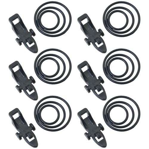 FMHXG 6PCS Luya Bait Hook Hook Holder with 3 Rubber O-Rings Luya Accessories Fishing Gear Hook Storage Retainer Hook Holder Black