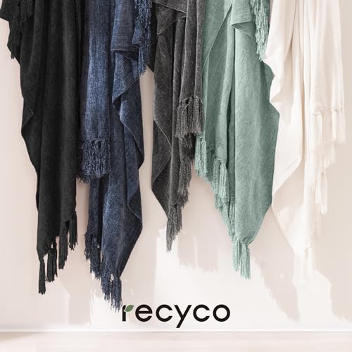 RECYCO Throw Blanket Soft Cozy Chenille Throw Blanket with Fringe Tassel for Couch Sofa Chair Bed Living Room Gift (Sage, 50'' x 60'') by RECYCO - Used condition - Image 6