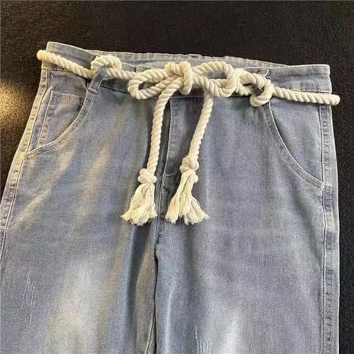 Unisex Braided Rope Belt Retro Waistband Waist Ornament for Jeans Casual Wear Cotton Linen Girdle3