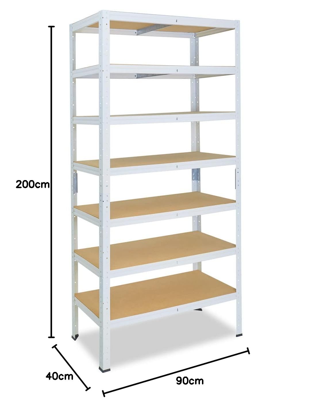 shelfplaza Home 200x90x40 cm Estantería Pesada en Blanca con 7 baldas y 125 kg de Capacidad de Carga por balda