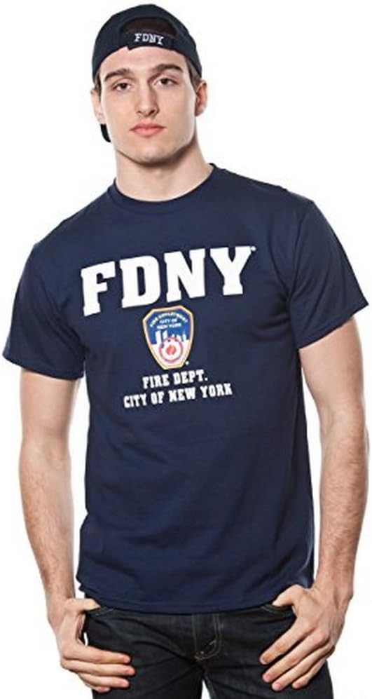 Official FDNY Mens Tee New York Fire Dept T-Shirt Navy Blue