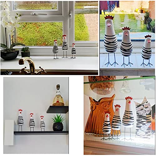 JZK 3 Pcs Wooden chicken ornaments, little chicken figurine set of 3, small kitchen window sill ornament - Image 4