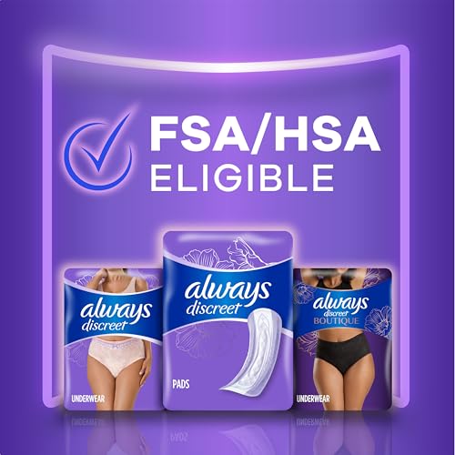 Always Discreet Adult Incontinence Pads for Women, Moderate Absorbency, Long Length, Postpartum Pads, Up to 100% Bladder Leak Protection, 54 Count (Packaging May Vary) - Thumbnail 7
